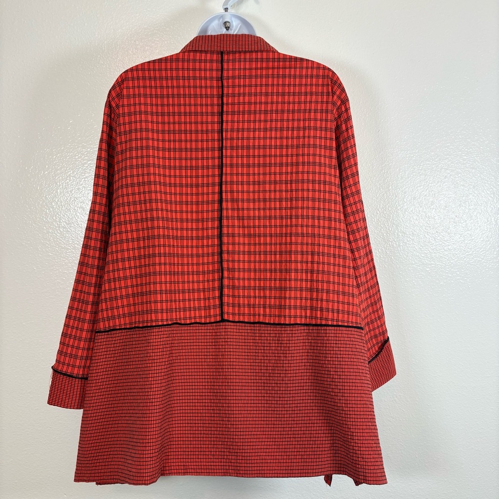 Ali Miles Red Black Plaid Patchwork Button Front … - image 6